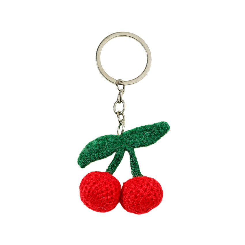 Llavero de cereza de punto de lana de lana al por mayor